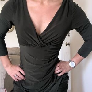 Dark Olive Green Ralph Lauren Faux Wrap Dress Size 4